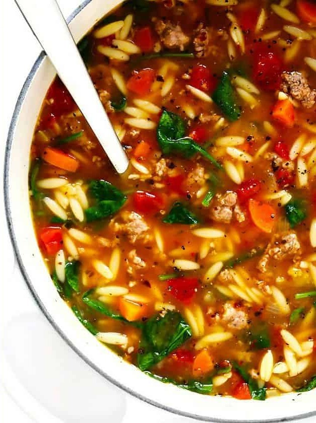 Sausage and Orzo Pasta Soup Italiano