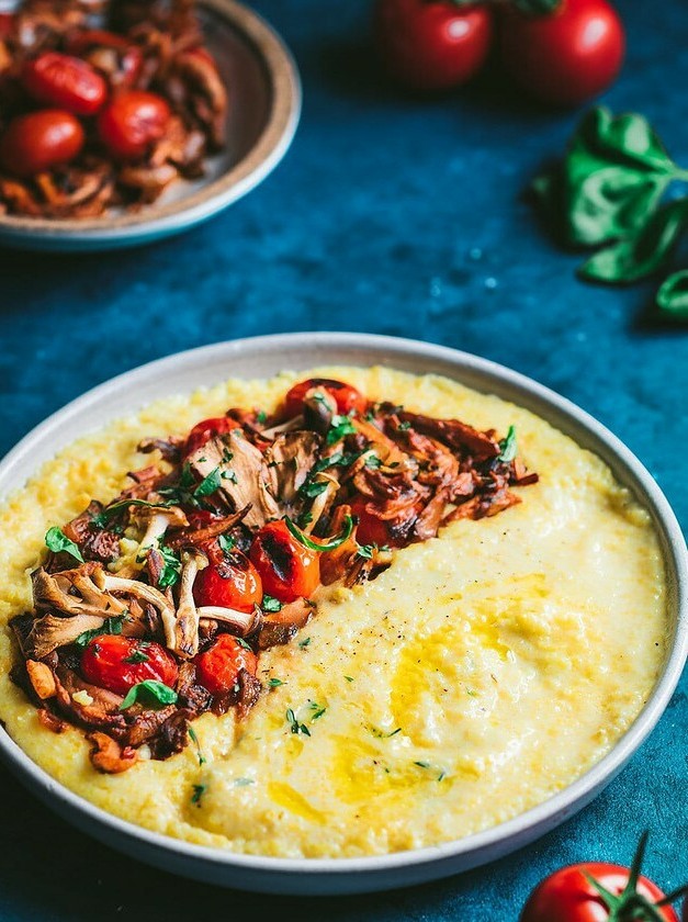 Vegan Polenta Ragu: Mushroom and Tomato Bliss