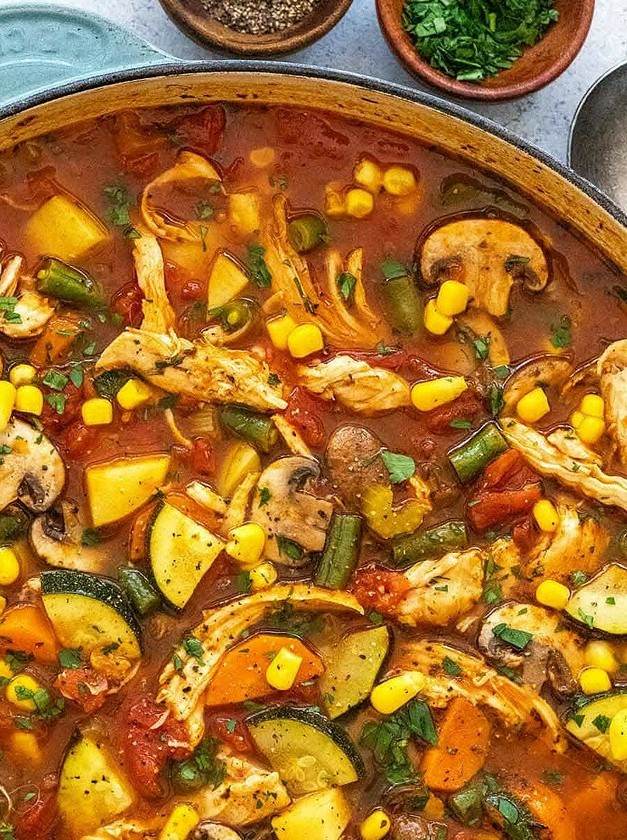 Hearty Winter Soup with Roasted Chicken