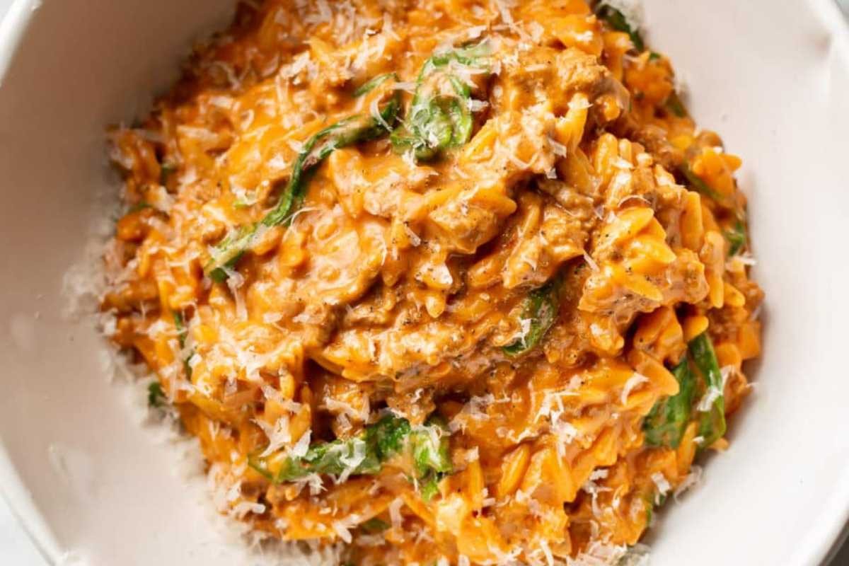 Creamy Ground Beef Orzo in One Pot