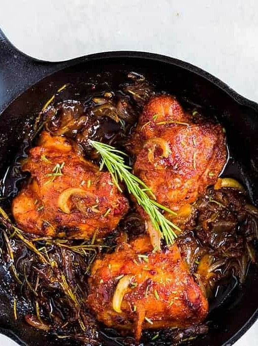 Rosemary Chicken Thighs with Sweet Caramelized Onions