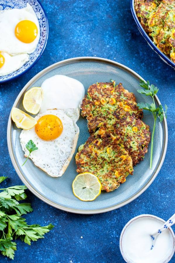 Cheesy Zucchini And Corn Fritters