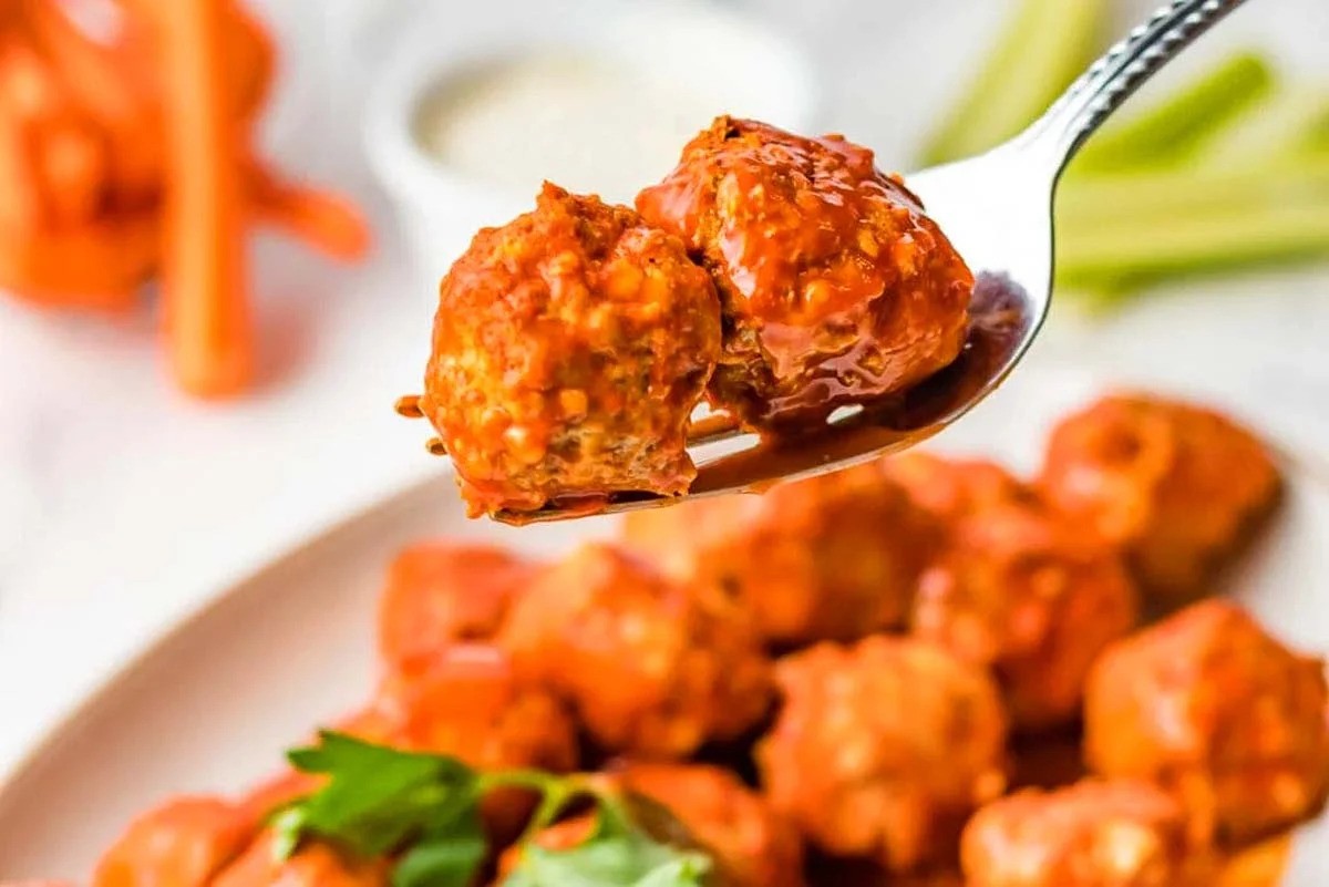 Buffalo Chicken Meatballs in a Slow Cooker