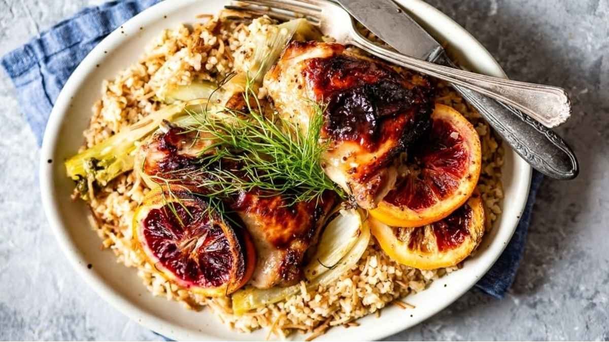 Blood Orange Chicken Roast with Crispy Fennel