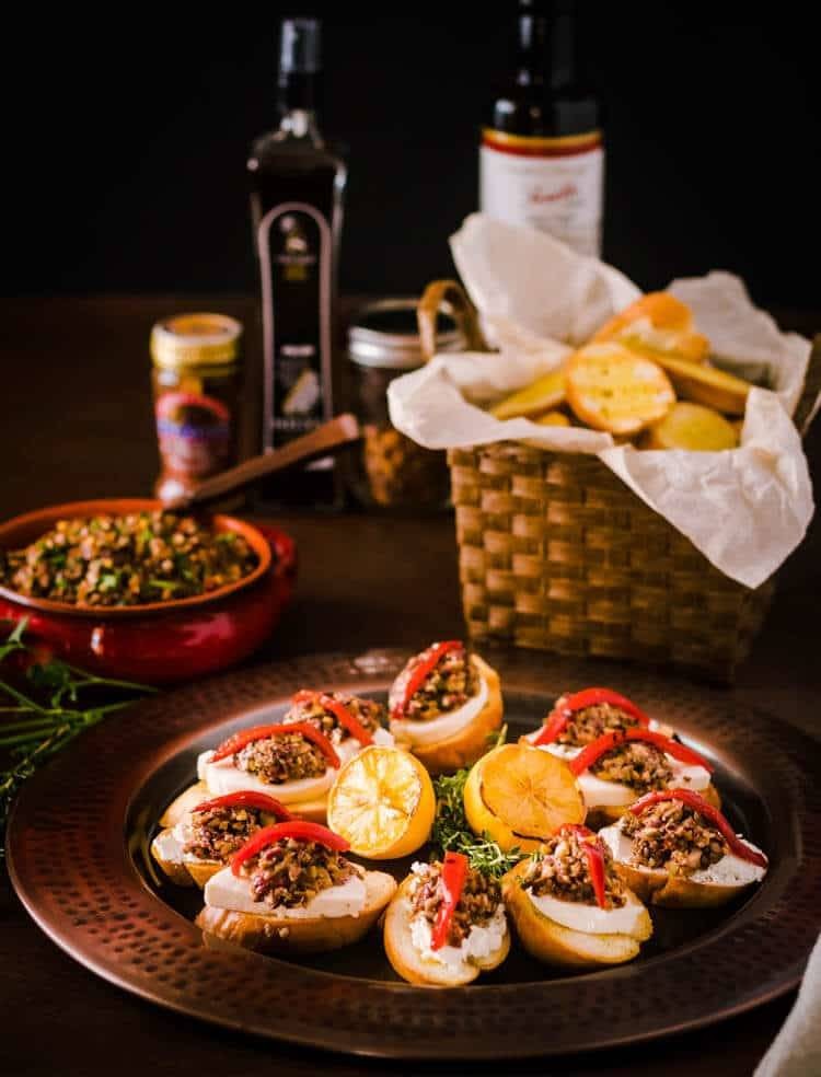 Mixed Olive Tapenade Crostini with Grilled Bread – Perfect Party Food!