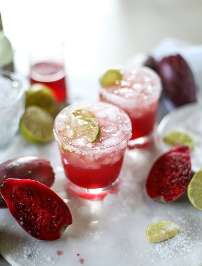Prickly Pear Margarita with Whipped Lemon Twist