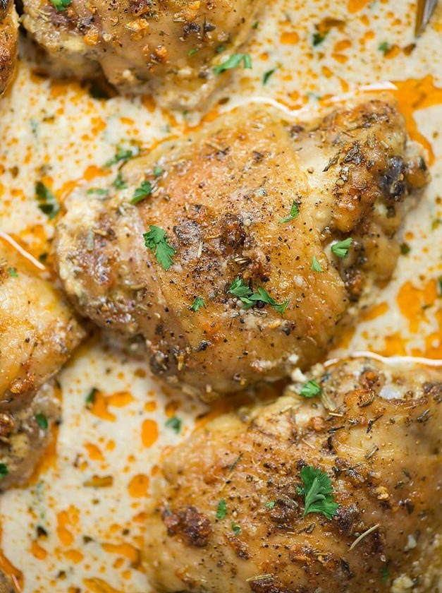 Crispy Chicken Thighs with Parmesan Cream