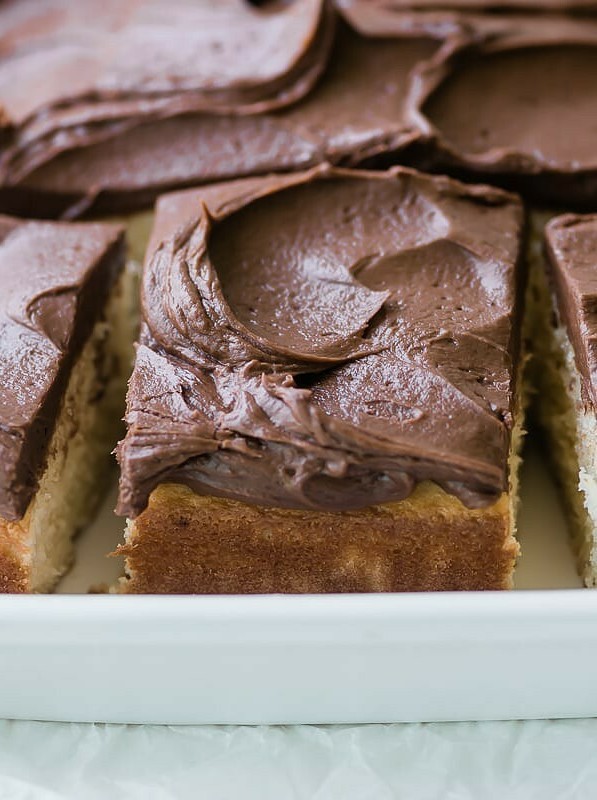 Moist Yellow Cake with Decadent Chocolate Frosting