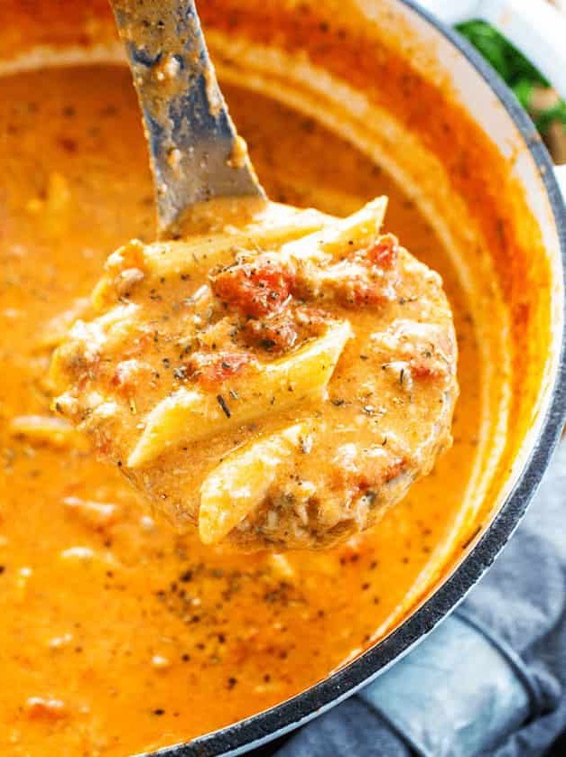 Italian Sausage Penne in Creamy Tomato Broth