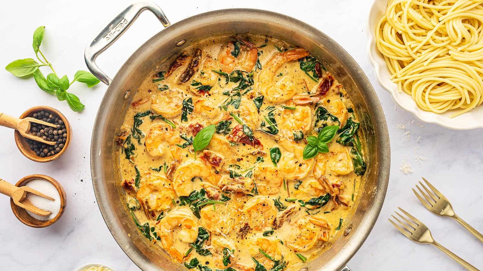 Tuscan Shrimp in Rich Cream Sauce