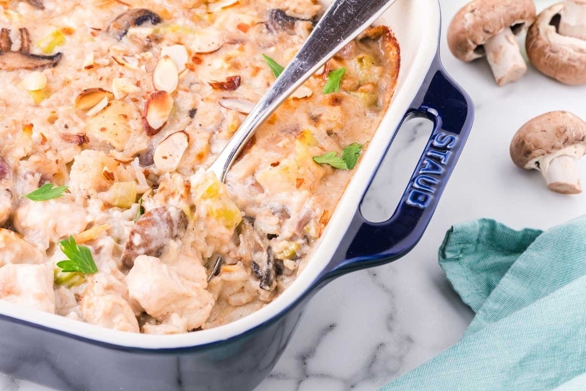 Creamy Mushroom Chicken and Gruyere Bake
