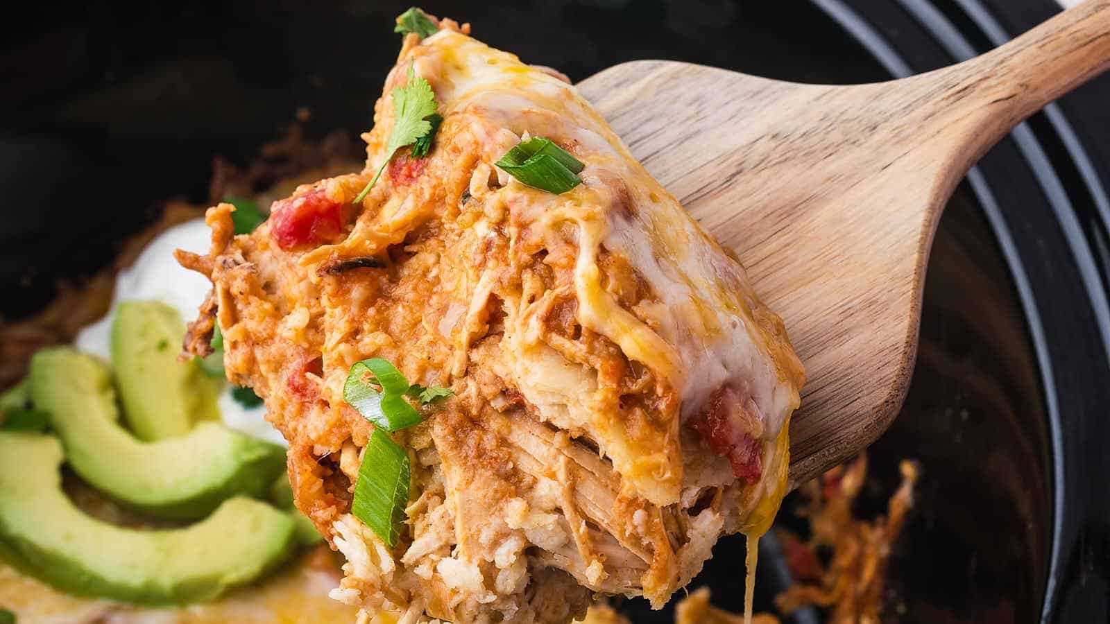 Slow Cooker Cheesy Chicken Enchiladas in Minutes