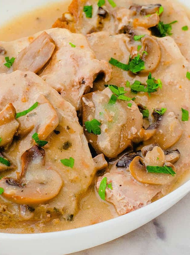 Creamy Mushroom Pork Chops in a Slow Cooker