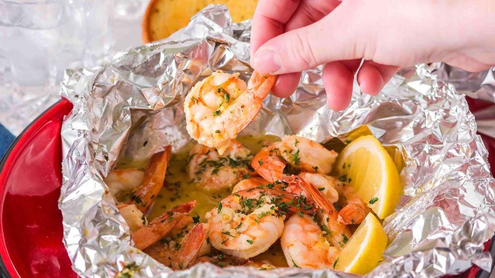 Campfire Garlic Shrimp Packets