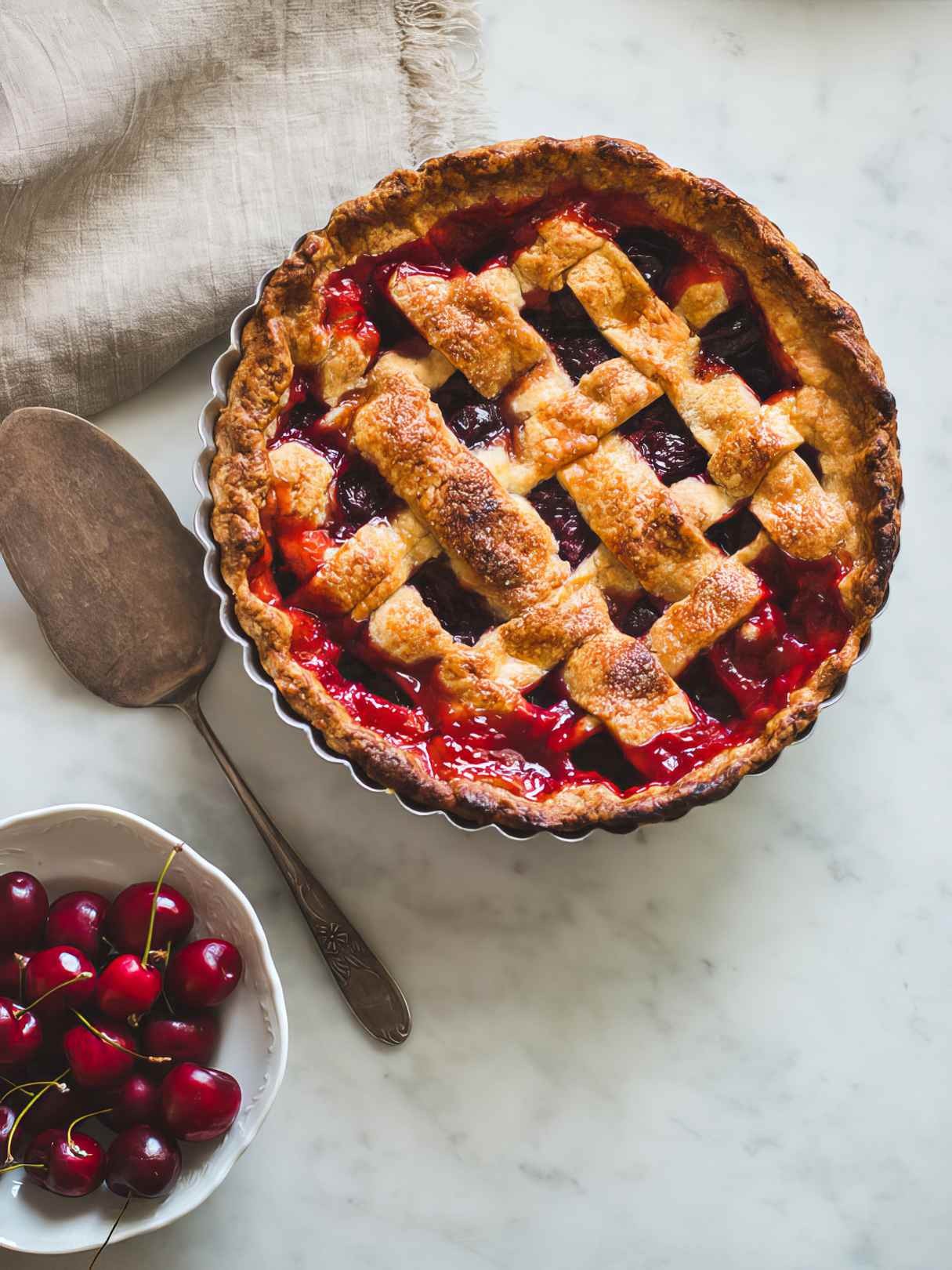 Cherry Pie with Flaky Lattice Crust Perfection