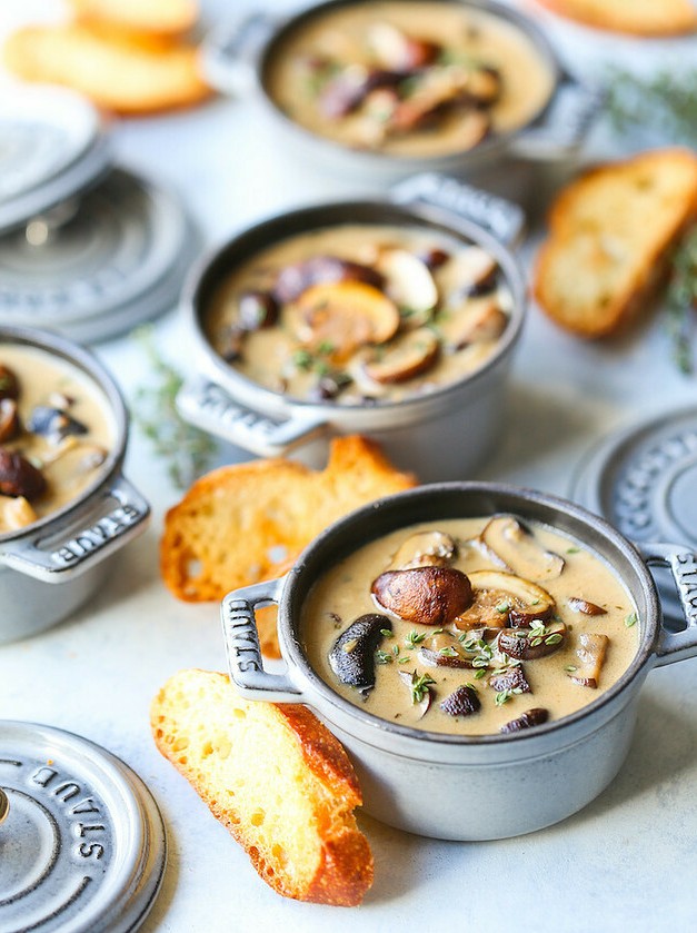 Roasted Mushroom Soup with Garlic Creaminess