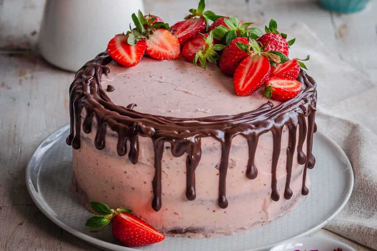 Moist Chocolate Cake with Fresh Strawberry Cream
