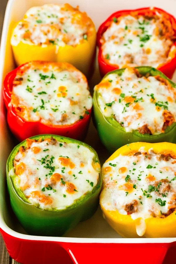 Beef & Cheese Stuffed Bell Peppers