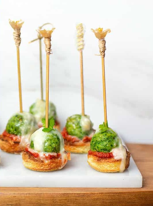 Chicken Meatballs with Fontina Fondue Bites