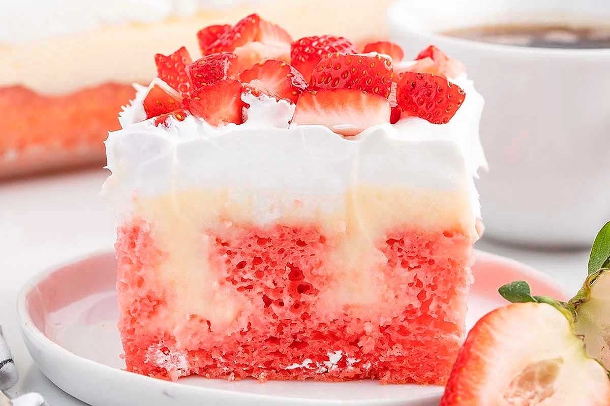 Berry Blissful Cheesecake Poke Cake
