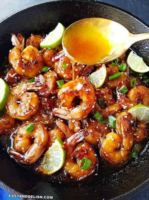 Garlic Honey Shrimp in Butter Pan
