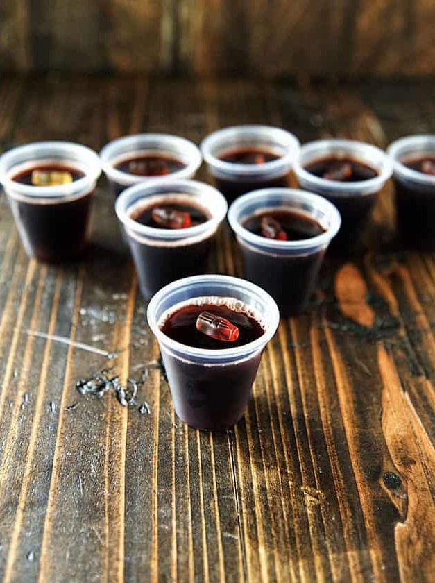 Spiked Black Cherry Jell-O Party Shots