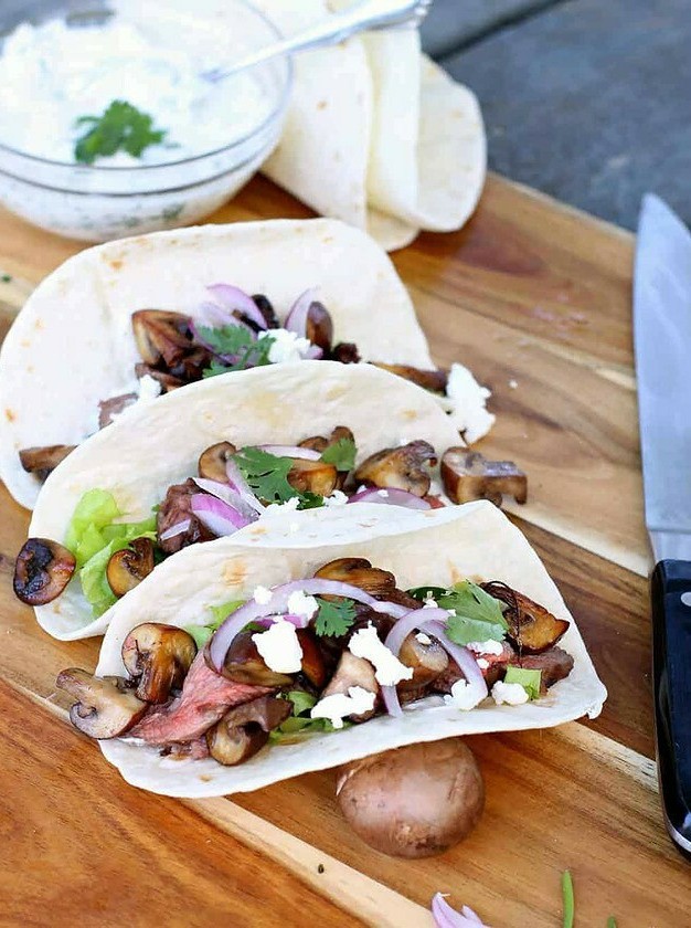 Flank Steak Tacos with Sauteed Mushrooms