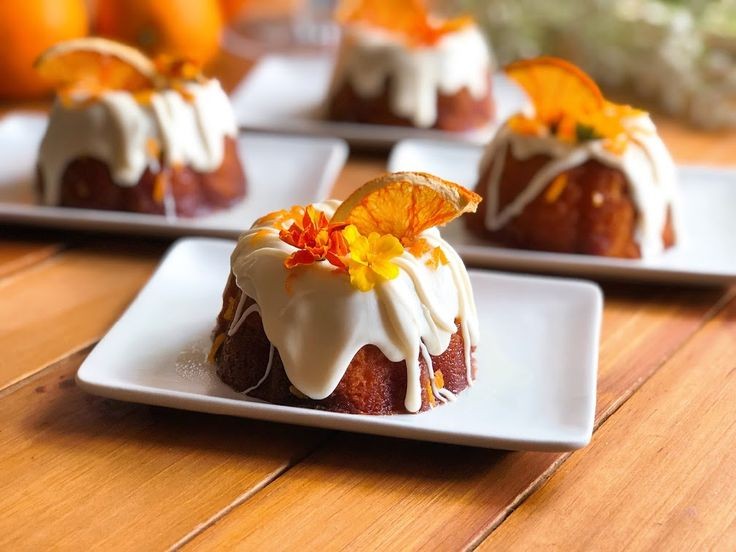 Moist Almond Bundts with Zesty Orange Glaze