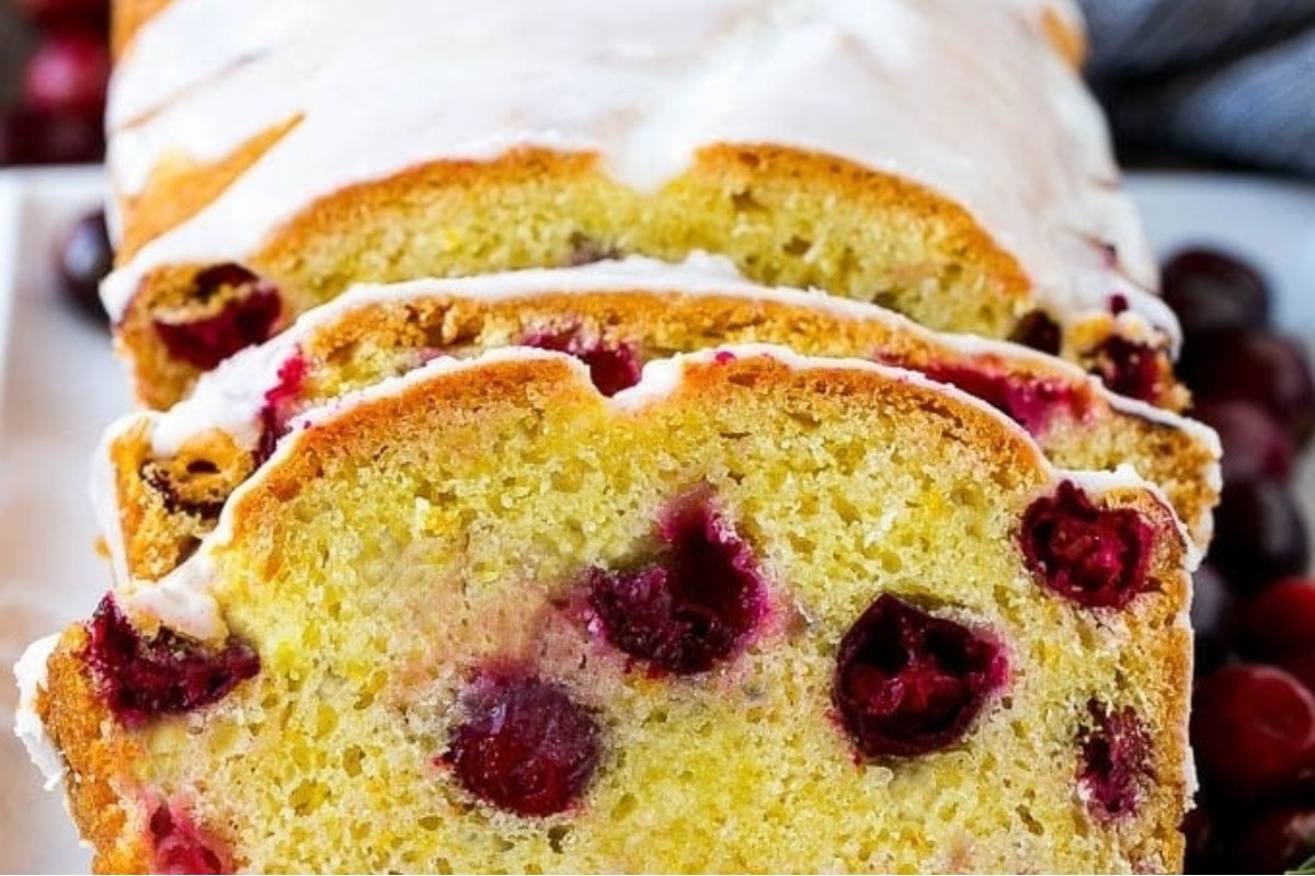 Moist Cranberry Loaf with Orange Zest Glaze