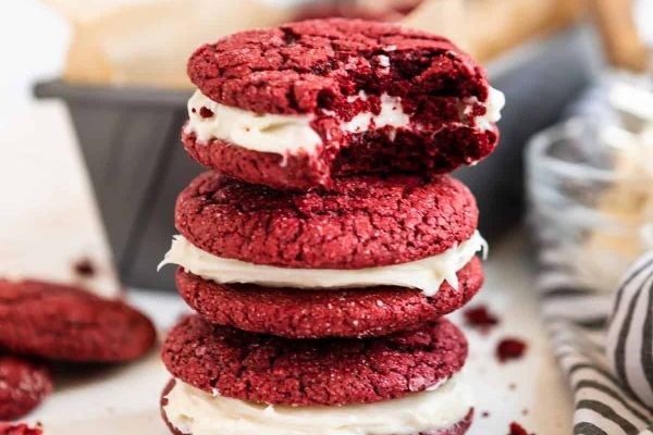 Cream Cheese Filled Red Velvet Cookie Delights
