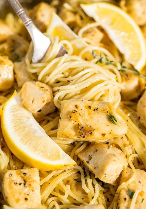 Creamy Crockpot Angel Hair Chicken