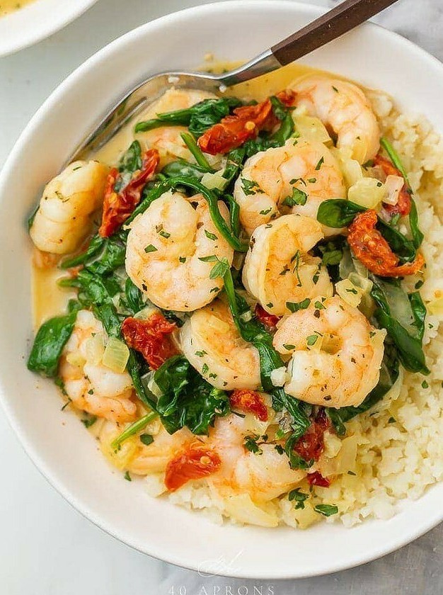 Spinach Shrimp in Creamy Tuscan Style