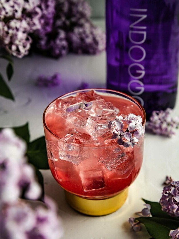 Lilac Bliss in a Strawberry Gin Cocktail