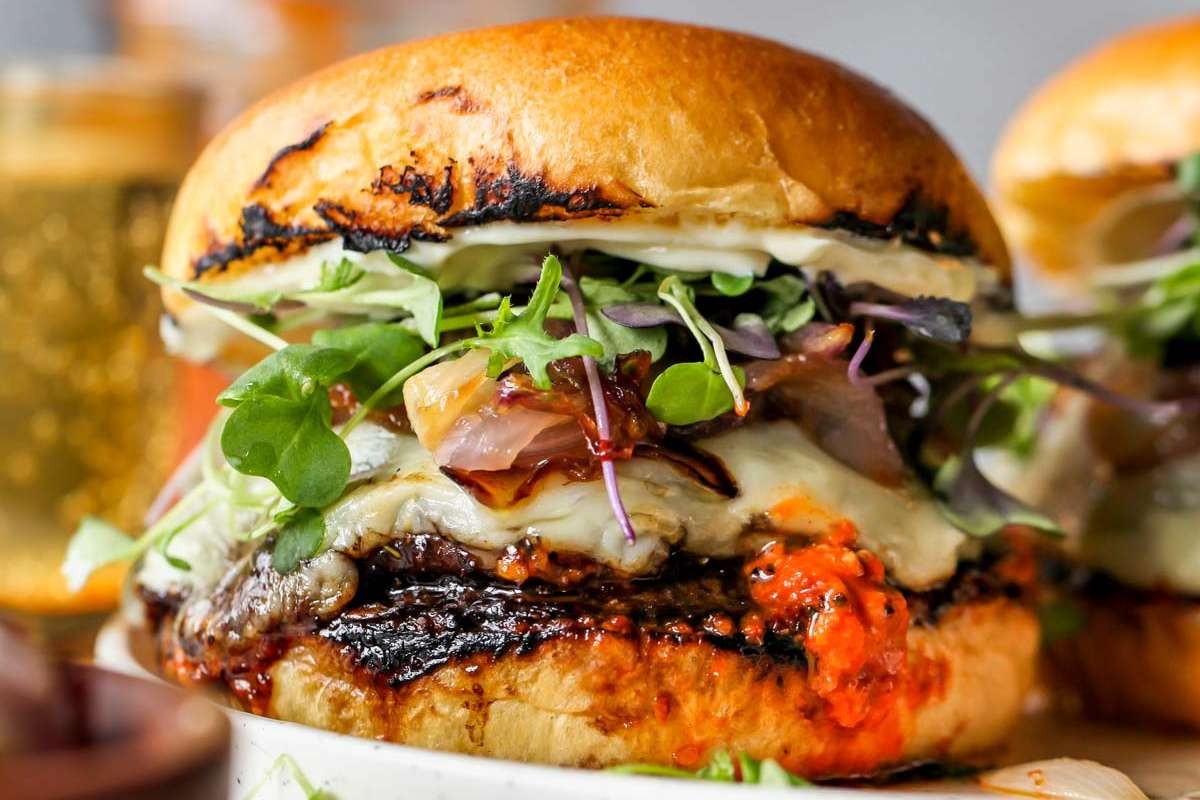 Mushroom Burgers with Romesco Twist