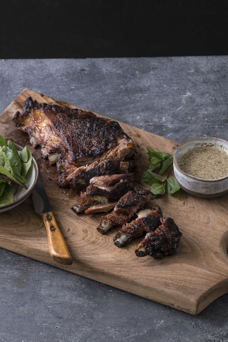 Barbecued Lamb Breast With Malt Vinegar Sauce