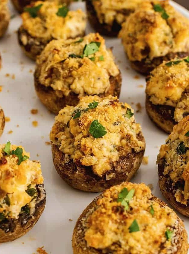 Savory Cheese Filled Mushroom Bites