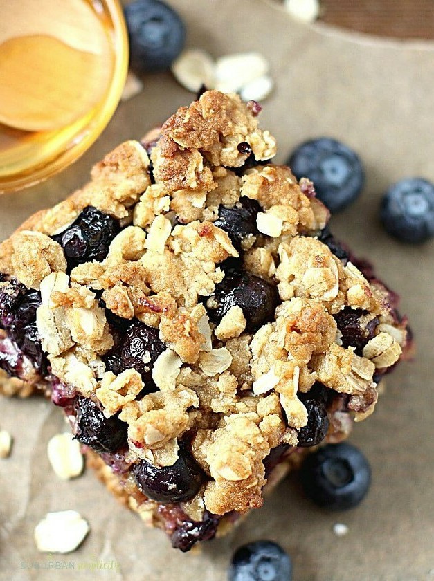 Blueberry Crumble Bars with Oat Topping