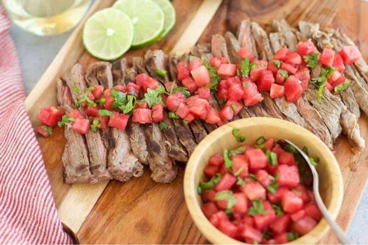 Summer Skirt Steak with Refreshing Watermelon Salsa