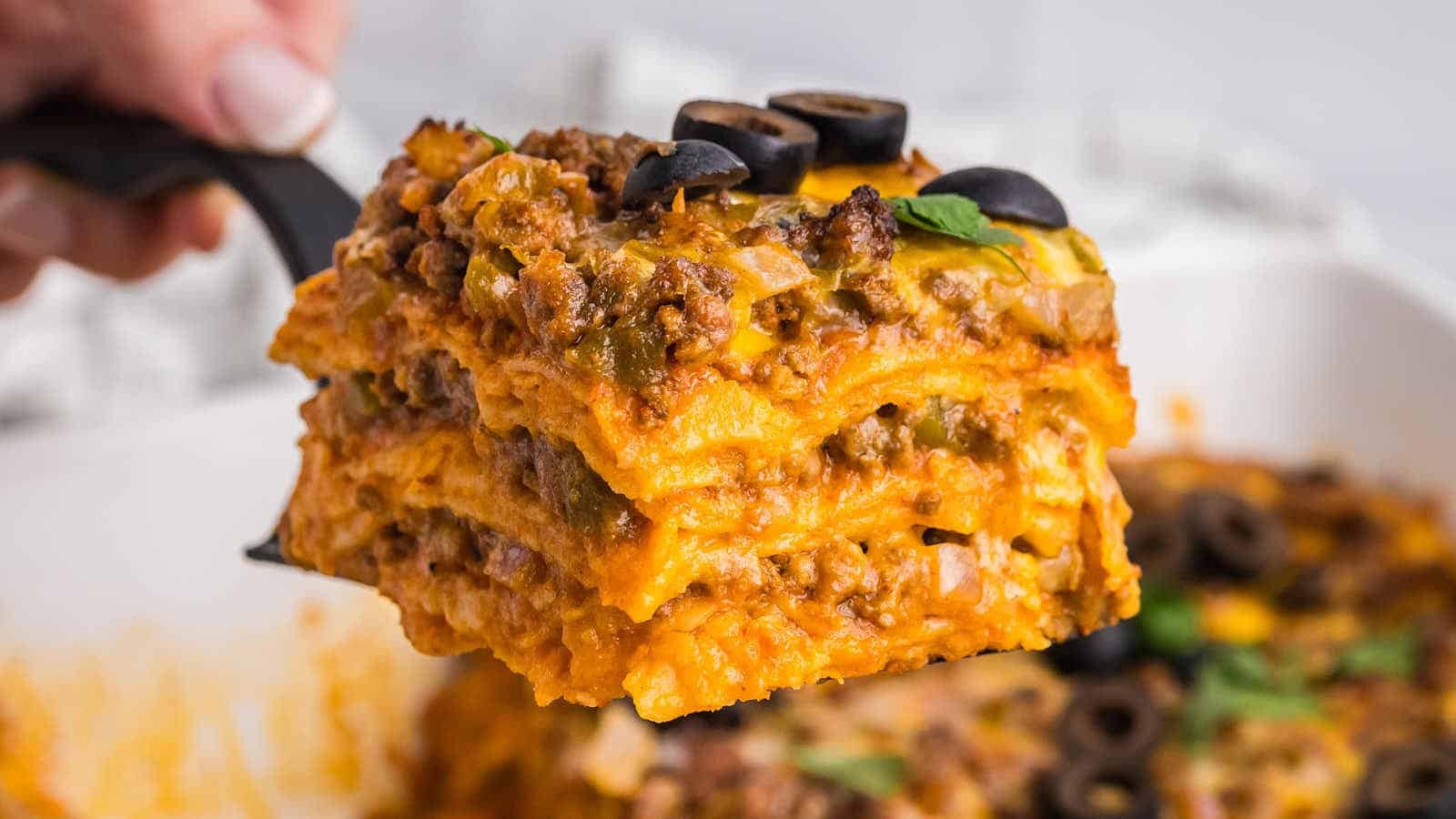 Beefy Cheesy Enchilada Bake Recipe