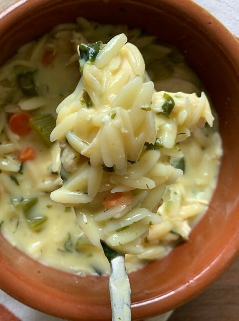 Springtime Lemon Chicken Orzo Noodle Soup