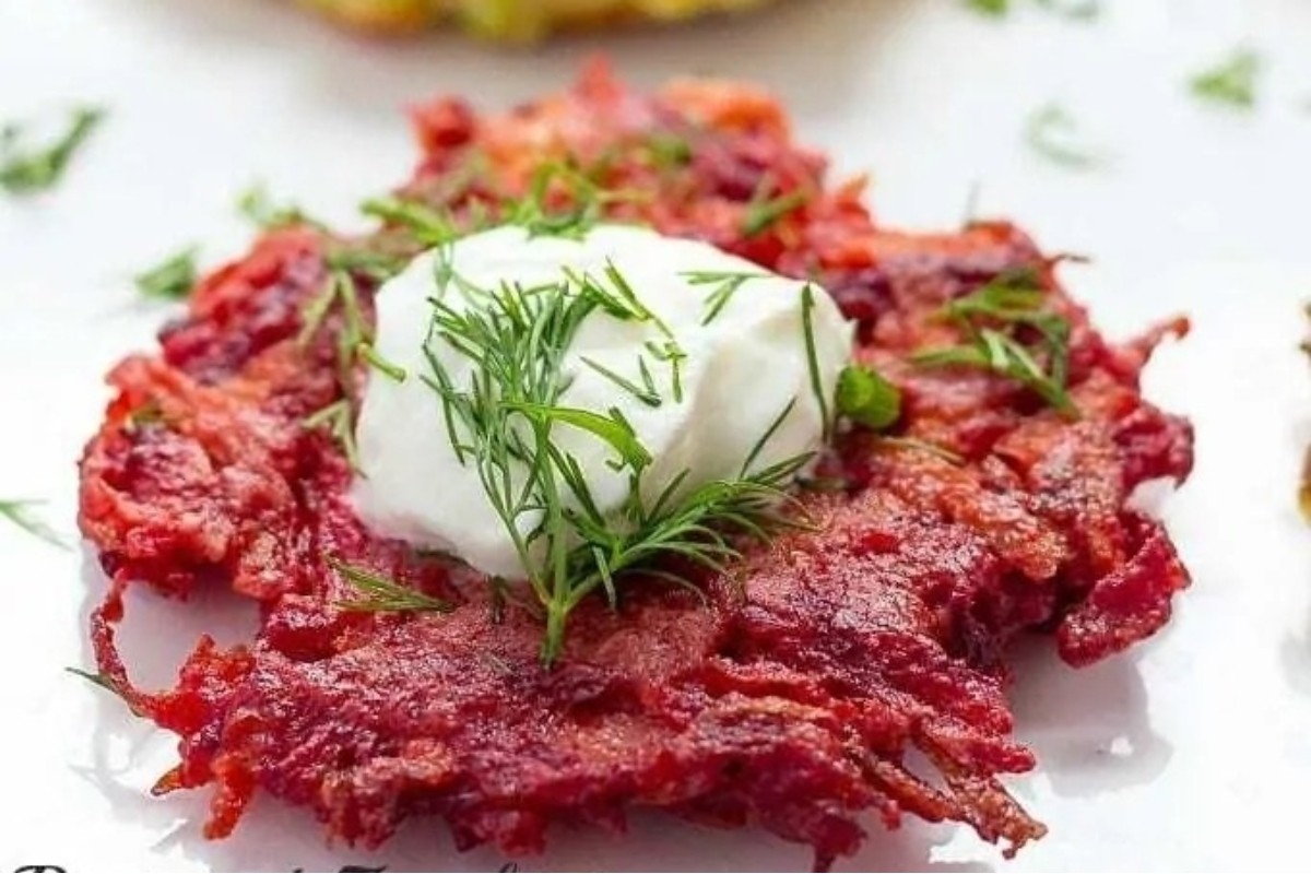 Sweet Beet Zucchini Mini Pancakes