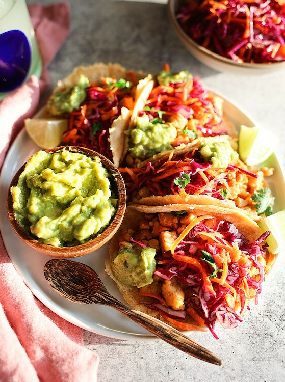 Spicy Tempeh Tacos with Crunchy Delights