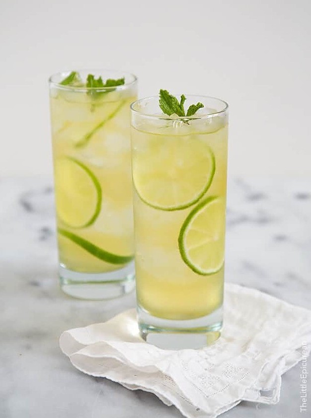 Green Tea Sunset in a Glass