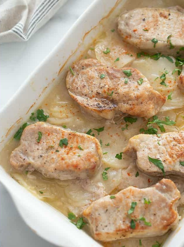 Juicy Pork Chops Scalloped Potato Bake