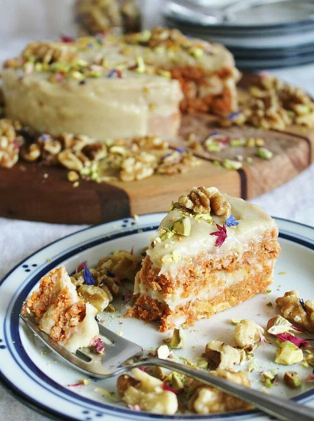 Vegan Carrot Cake Made with Fresh Ingredients