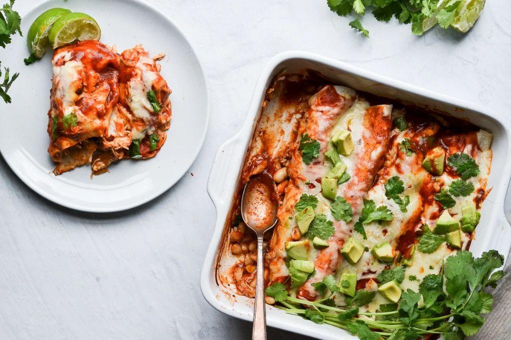 Adobo Marinated Chicken Enchiladas