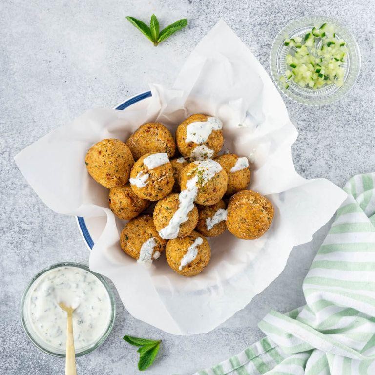 Air Fryer Falafel with Mint Yogurt Sauce