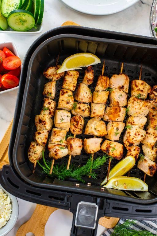 Air Fryer Mediterranean Chicken Skewers