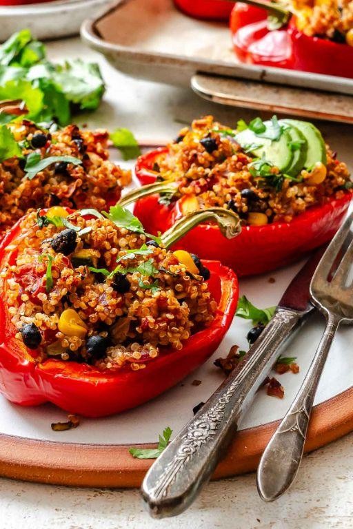 Air Fryer Stuffed Bell Peppers with Quinoa