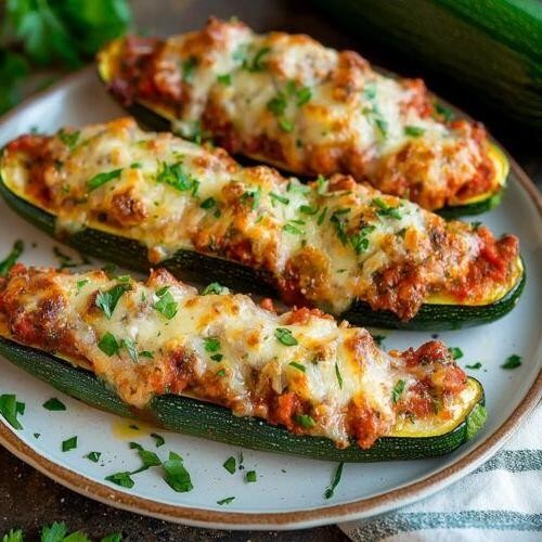 Air Fryer Stuffed Zucchini Boats